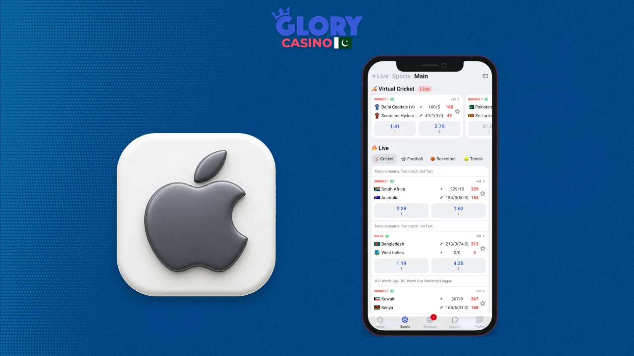 Instructions to download the Glory Casino app on IOS in Pakistan